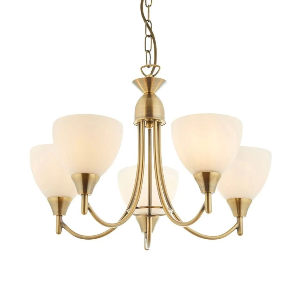 Alton 5 Light Antique Brass Pendant Ceiling Light