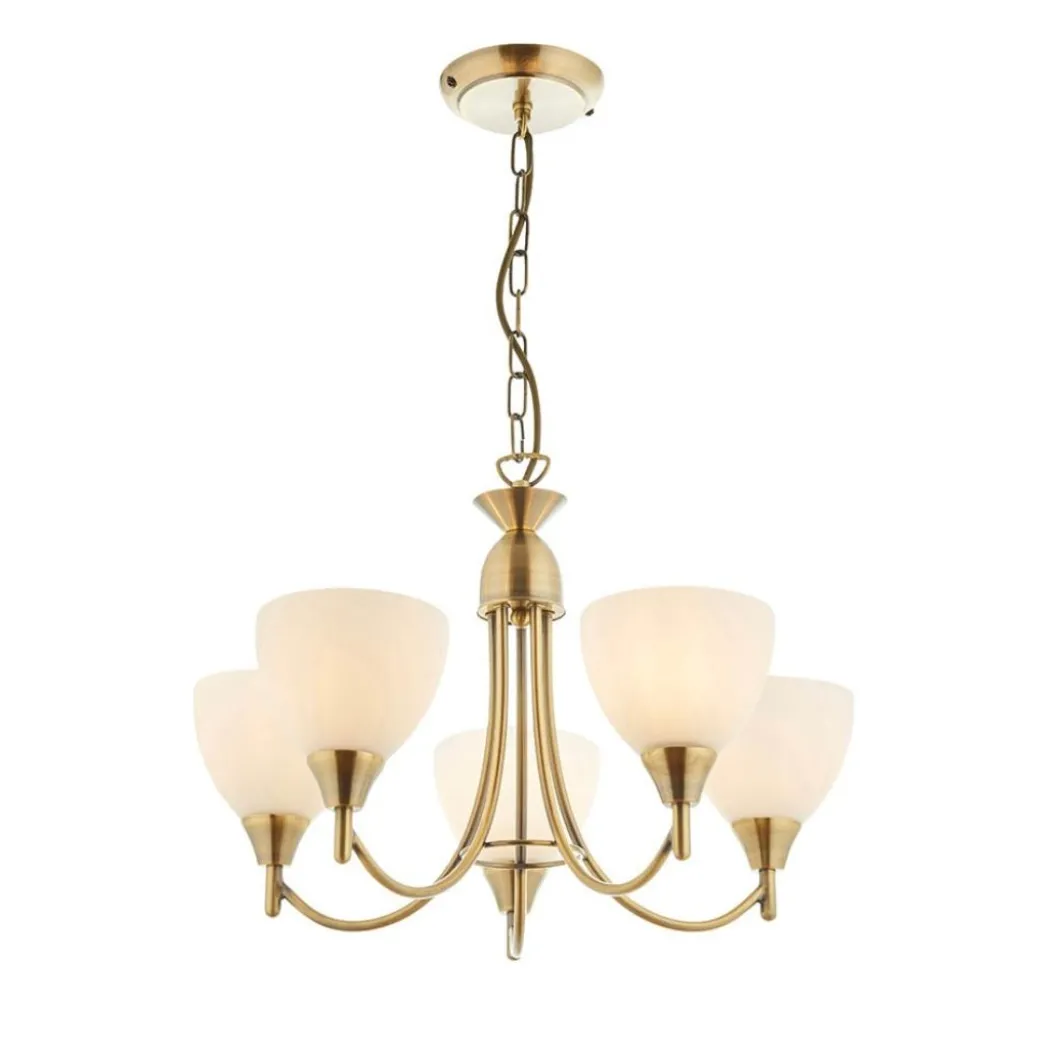 Alton 5 Light Antique Brass Pendant Ceiling Light