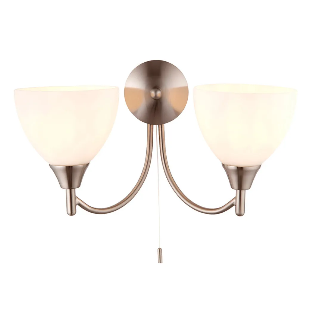 Alton 2 Light Satin Chrome Wall Light