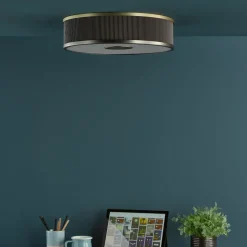 Alvaro 3 Light Antique Bronze & Brown Flush Ceiling Light