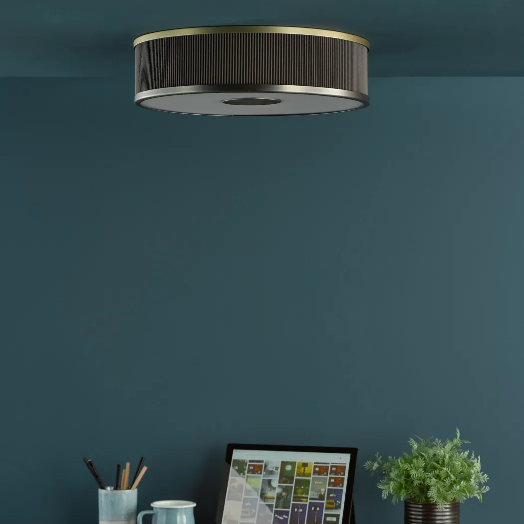 Alvaro 3 Light Antique Bronze & Brown Flush Ceiling Light