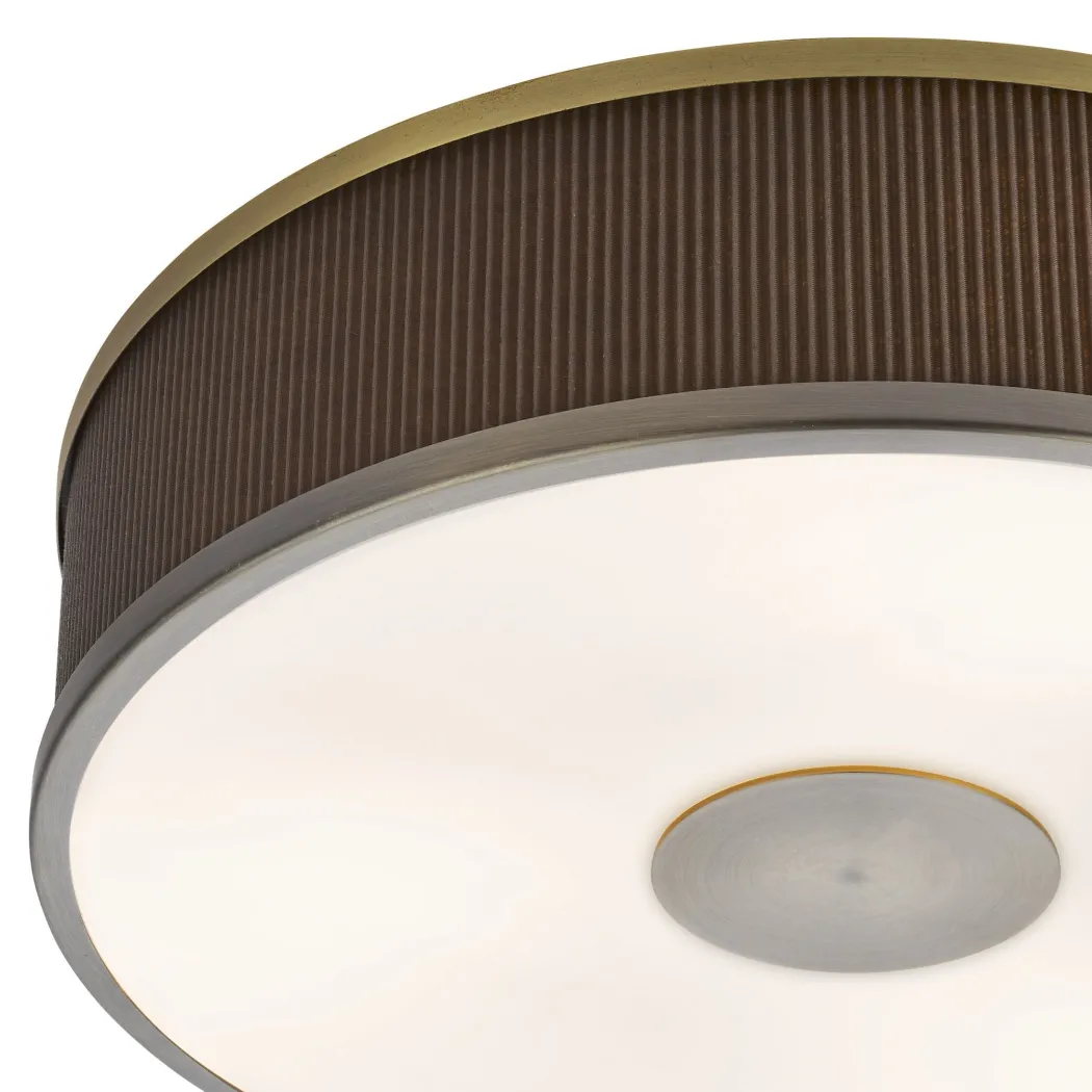 Alvaro 3 Light Antique Bronze & Brown Flush Ceiling Light