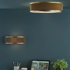 Alvaro 3 Light Antique Bronze & Brown Flush Ceiling Light