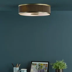 Alvaro 3 Light Antique Bronze & Brown Flush Ceiling Light