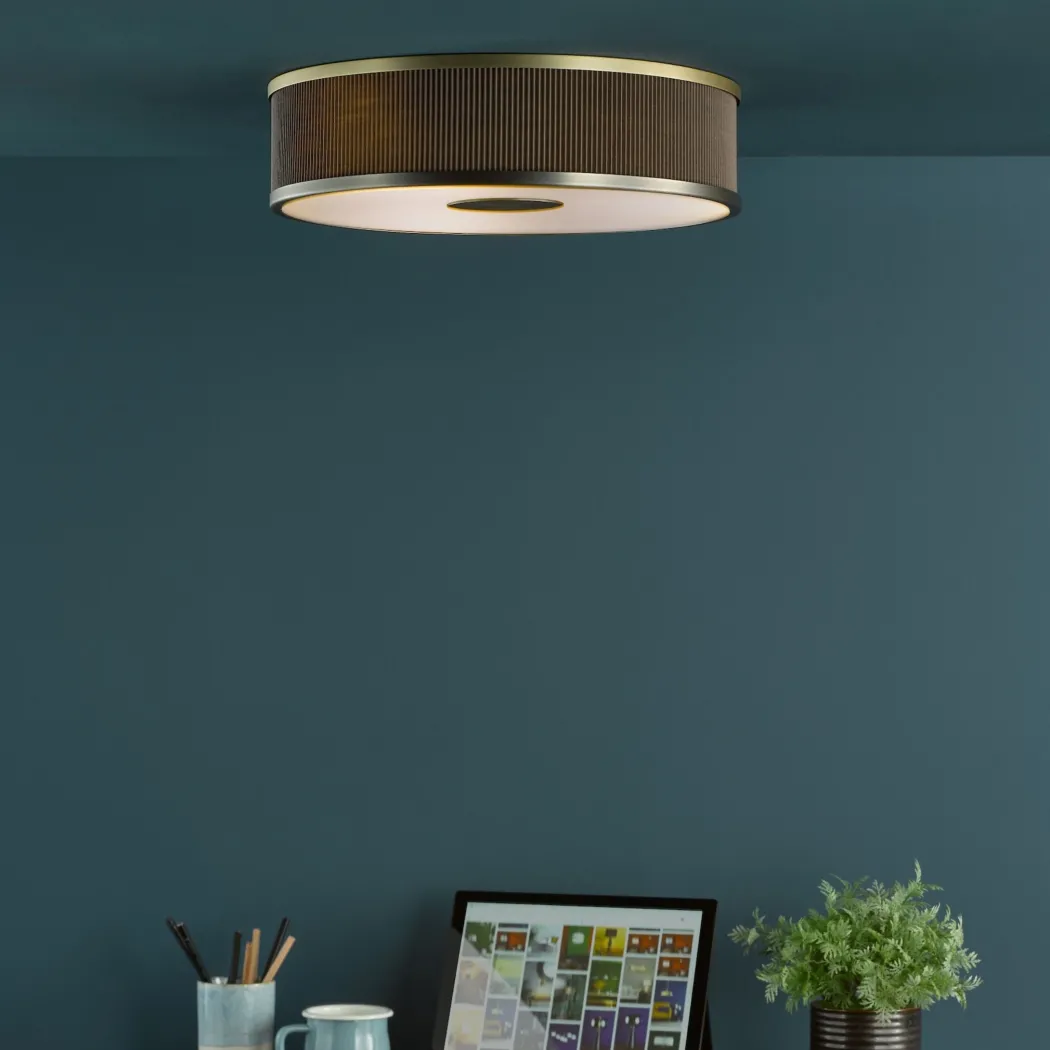 Alvaro 3 Light Antique Bronze & Brown Flush Ceiling Light