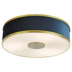 Alvaro 3 Light Brushed Brass & Blue Flush Ceiling Light