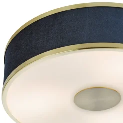 Alvaro 3 Light Brushed Brass & Blue Flush Ceiling Light