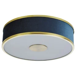 Alvaro 3 Light Brushed Brass & Blue Flush Ceiling Light