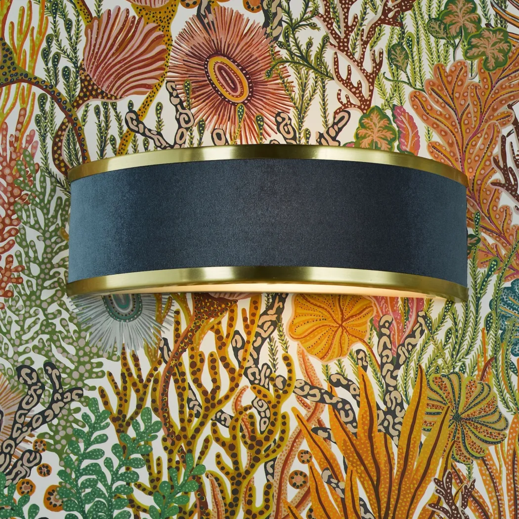 Alvaro Brushed Brass & Blue Wall Light