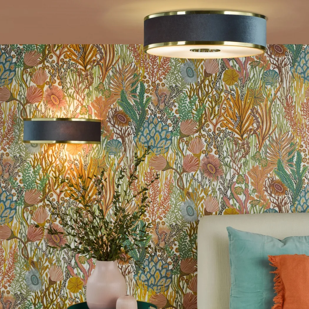 Alvaro Brushed Brass & Blue Wall Light