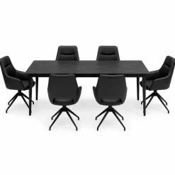 Amalfi Black Table 1800mm 6 Ace Black Chairs
