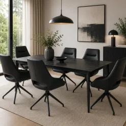 Amalfi Black Table 1800mm 6 Ace Black Chairs