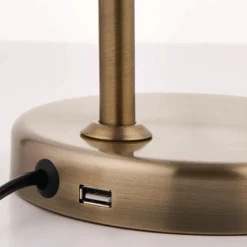 Amalfi 47cm USB Antique Brass Desk Table Lamp