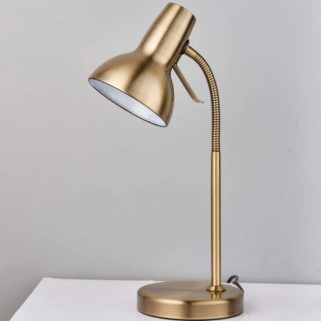 Amalfi 47cm USB Antique Brass Desk Table Lamp