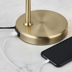 Amalfi 47cm USB Antique Brass Desk Table Lamp