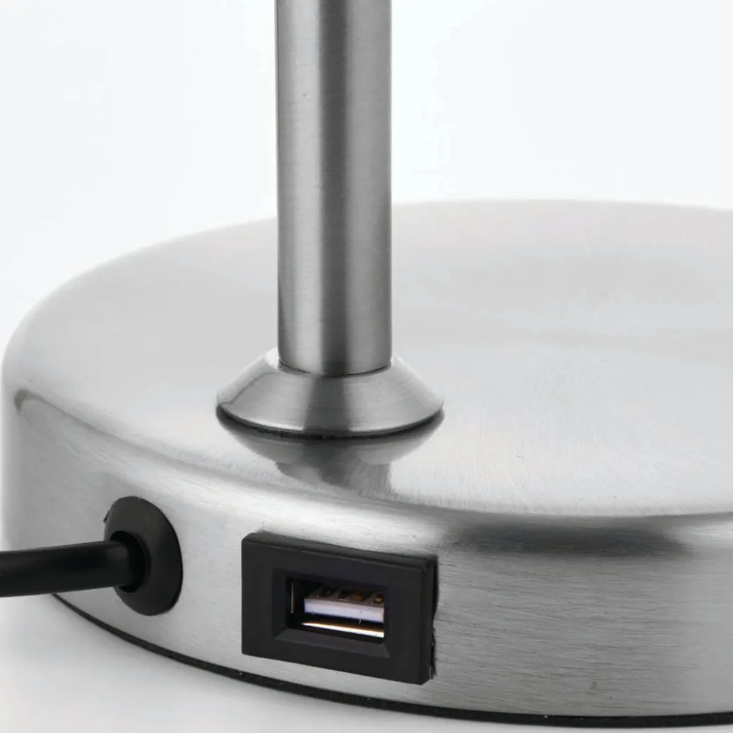 Amalfi 47cm USB Desk Lamp Satin Nickel