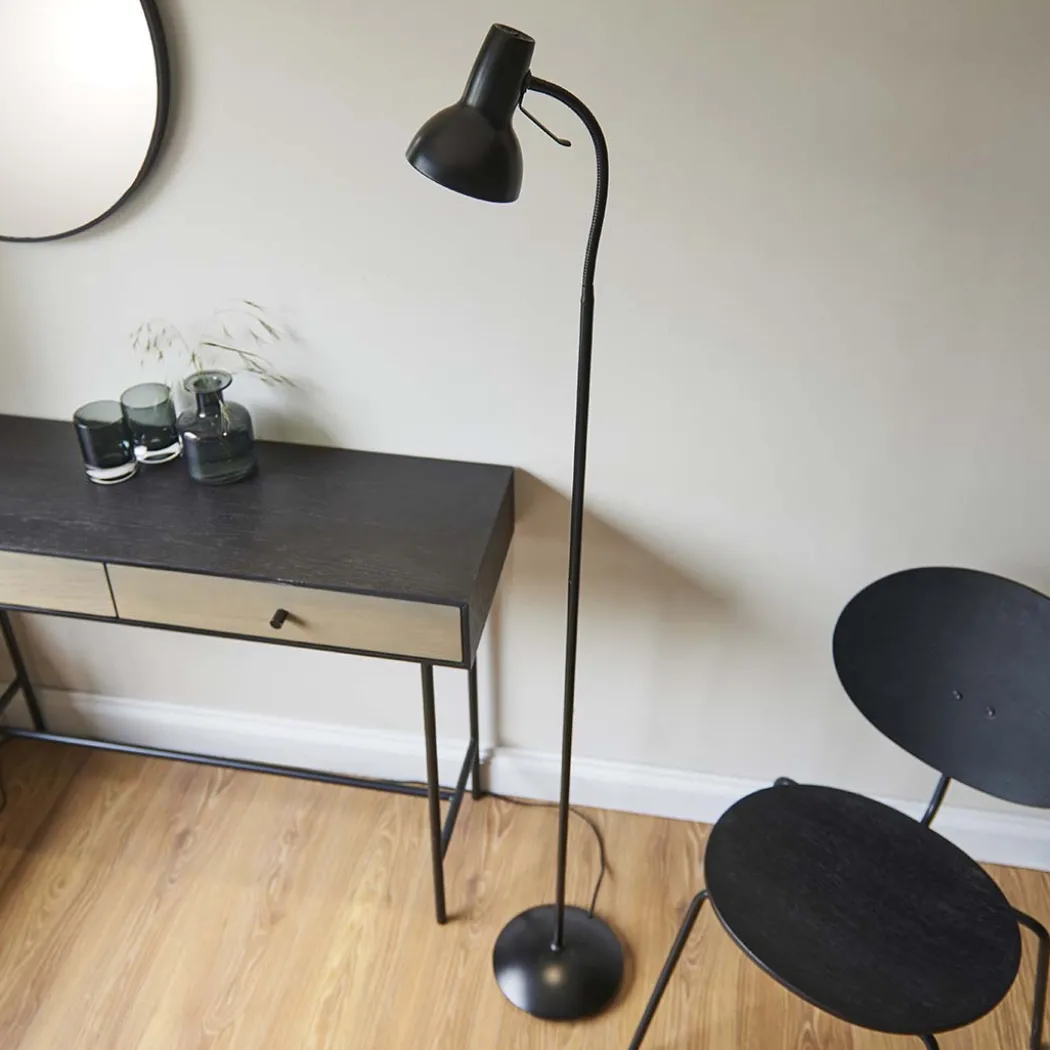 Amalfi Matt Black Task Floor Lamp