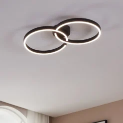 Amandolo Colour Changing LED Black Flush Ceiling Light