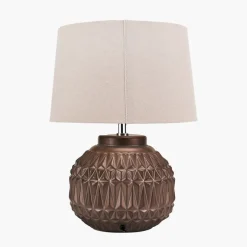 Anneli Bronze Aztec Ceramic Table Lamp with Natural Shade