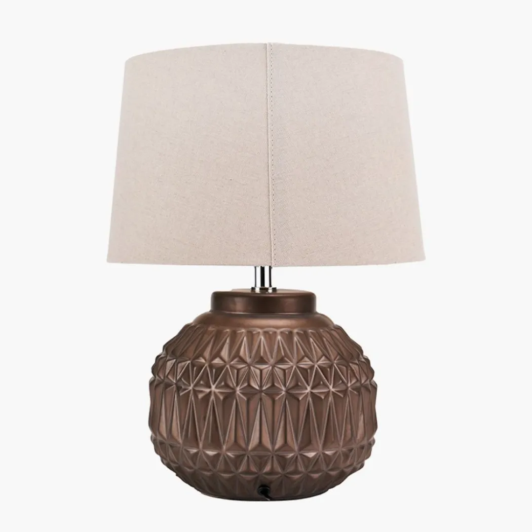 Anneli Bronze Aztec Ceramic Table Lamp with Natural Shade