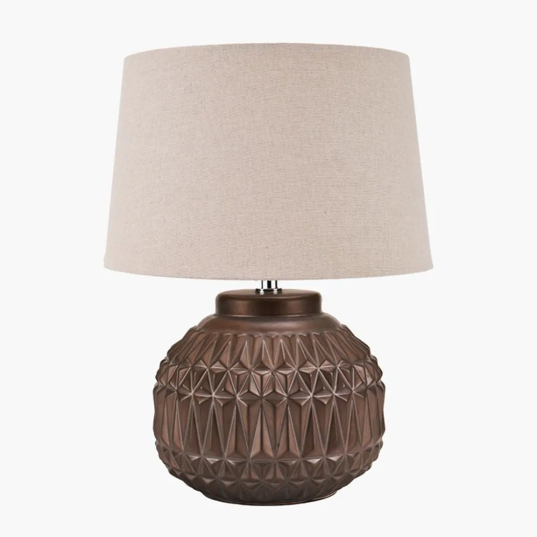Anneli Bronze Aztec Ceramic Table Lamp with Natural Shade
