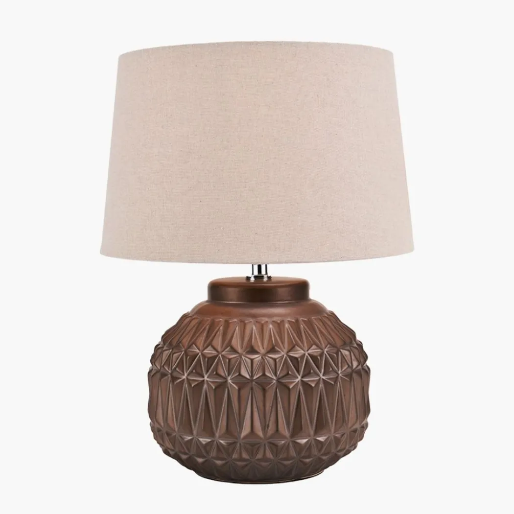 Anneli Bronze Aztec Ceramic Table Lamp with Natural Shade