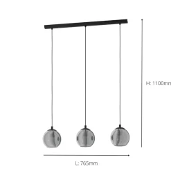 Ariscani 3 Light Smoked Glass Ceiling Light Bar