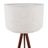 Armitage Dark Wood Tripod Floor Lamp with Natural Linen Shade