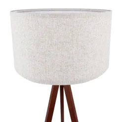 Armitage Dark Wood Tripod Floor Lamp with Natural Linen Shade