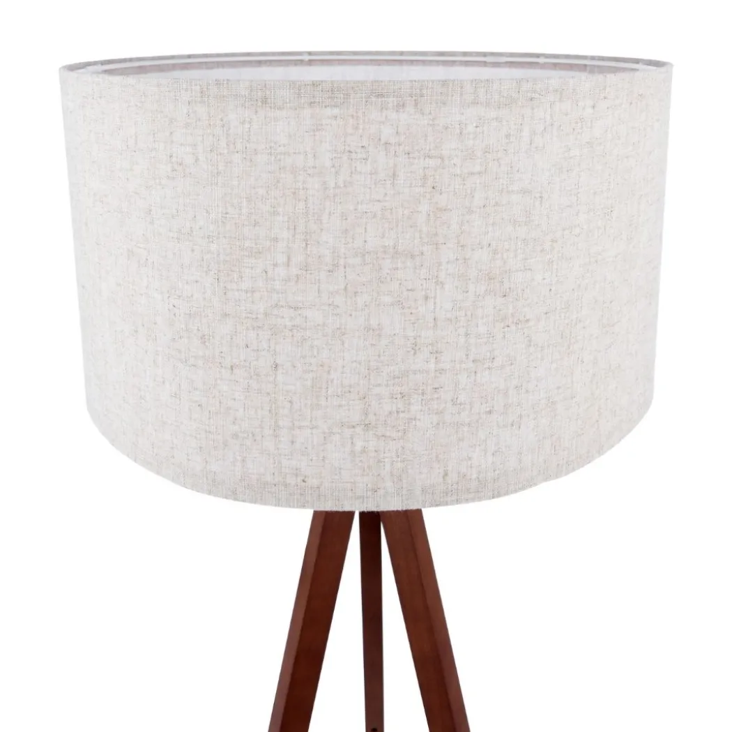 Armitage Dark Wood Tripod Floor Lamp with Natural Linen Shade