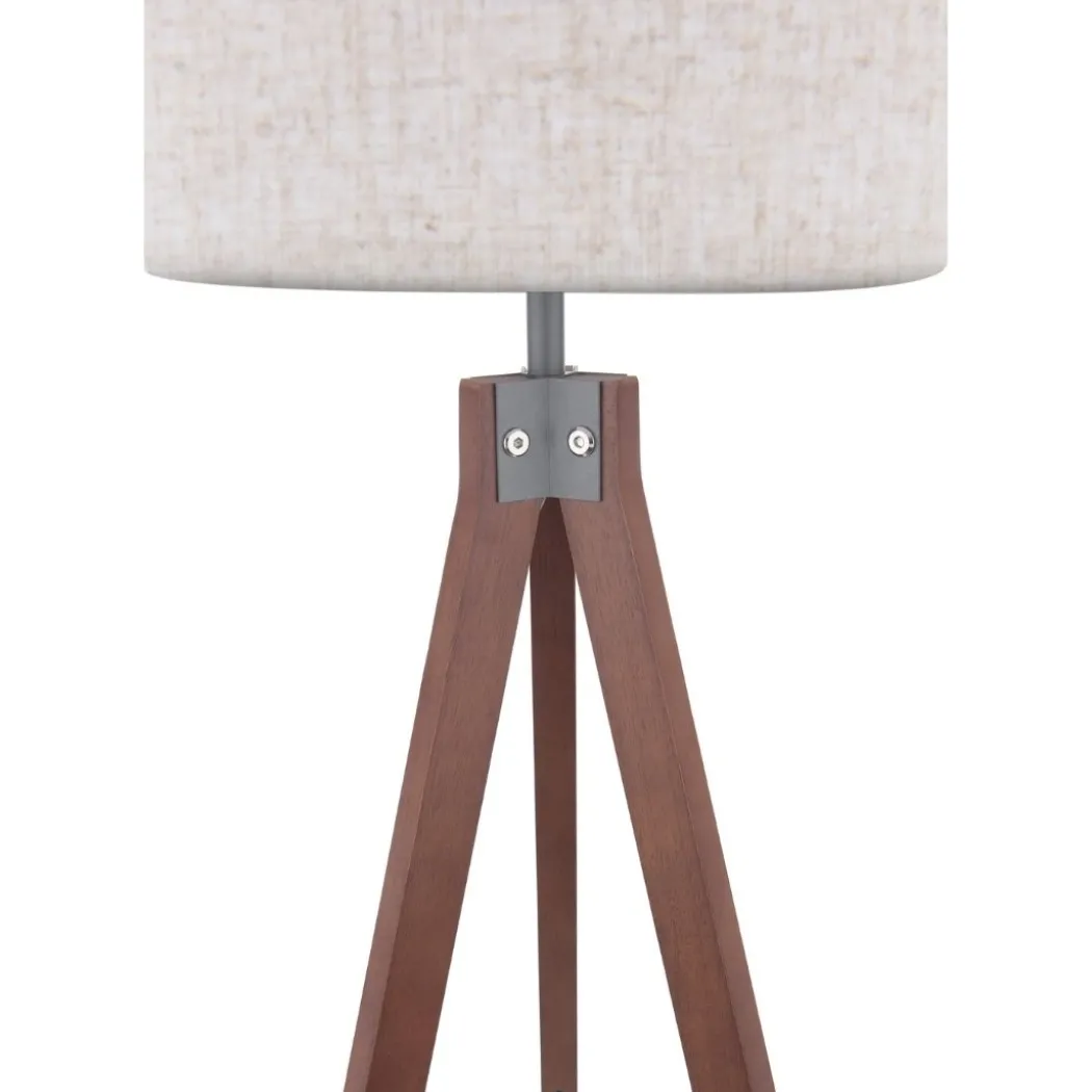 Armitage Dark Wood Tripod Floor Lamp with Natural Linen Shade