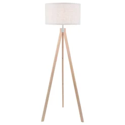 Armitage Light Wood Tripod Floor Lamp with Natural Shade