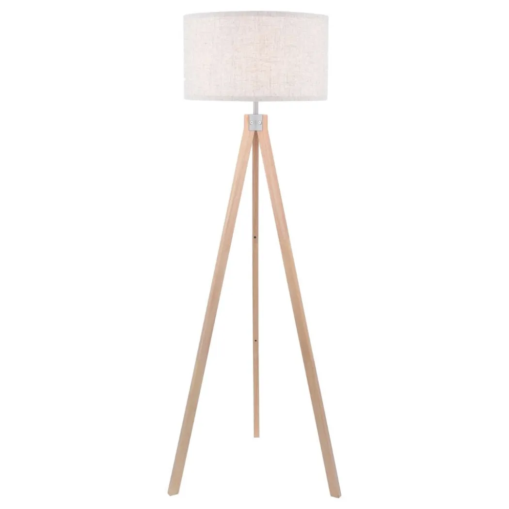Armitage Light Wood Tripod Floor Lamp with Natural Shade