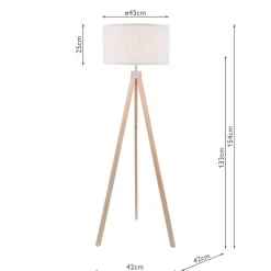 Armitage Light Wood Tripod Floor Lamp with Natural Shade