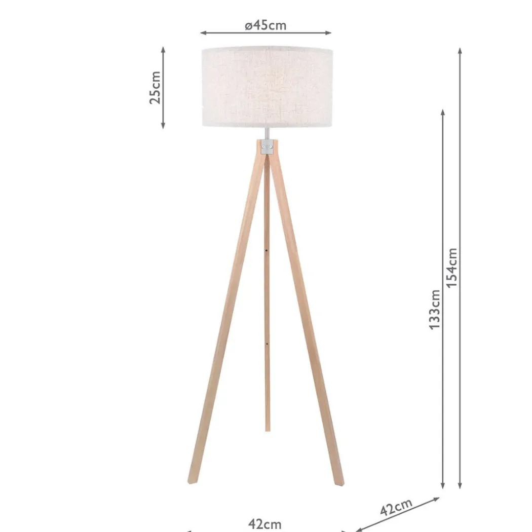 Armitage Light Wood Tripod Floor Lamp with Natural Shade