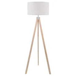 Armitage Light Wood Tripod Floor Lamp with Natural Shade