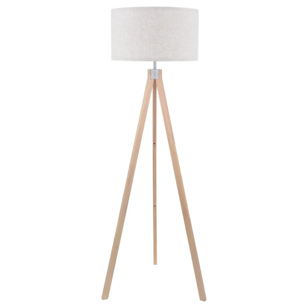 Armitage Light Wood Tripod Floor Lamp with Natural Shade
