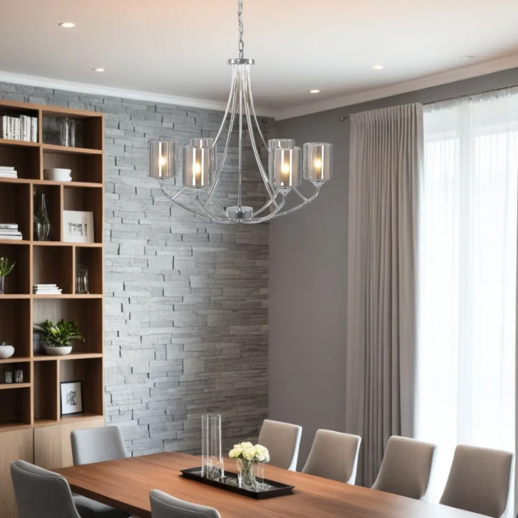 Ashton 6-Light Polished Chrome Chandelier Ceiling Light