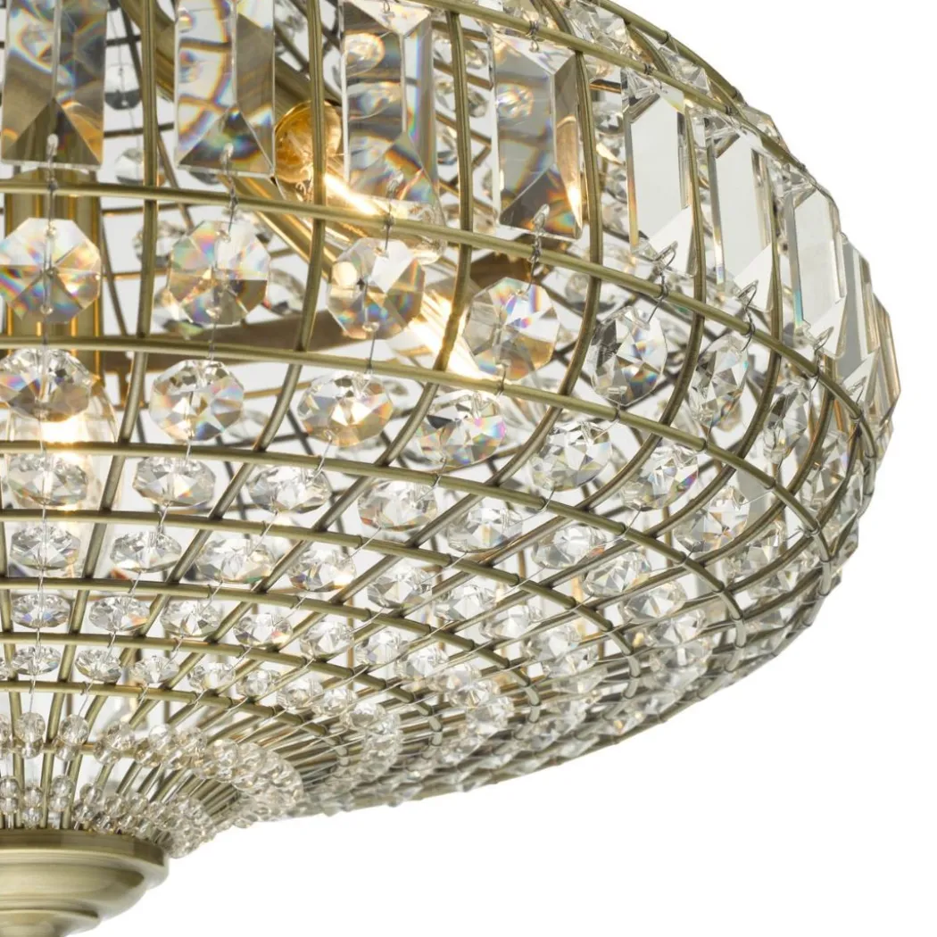 Asmara Antique Brass & Crystal Ceiling Pendant