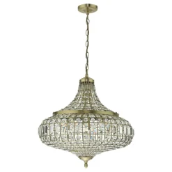 Asmara Antique Brass & Crystal Ceiling Pendant