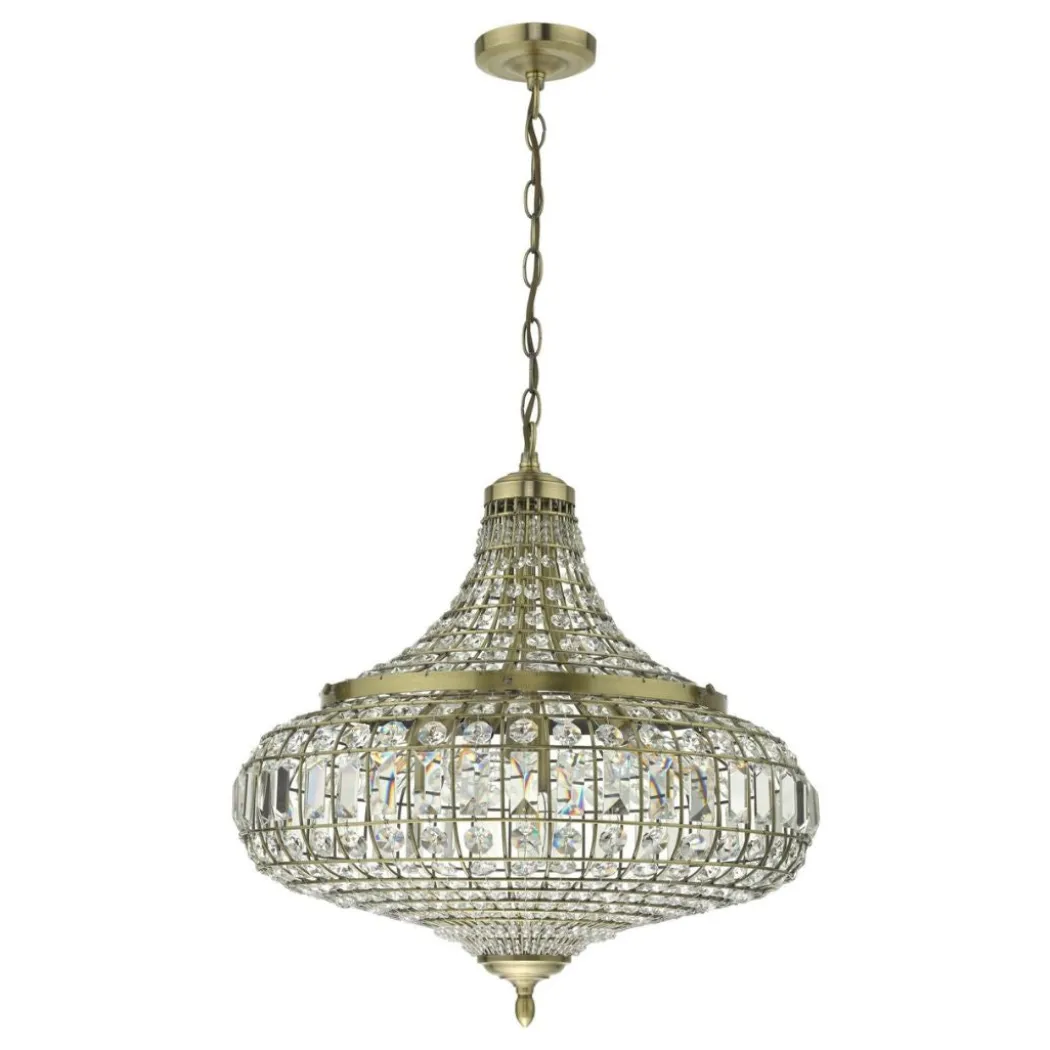 Asmara Antique Brass & Crystal Ceiling Pendant
