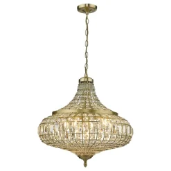Asmara Antique Brass & Crystal Ceiling Pendant