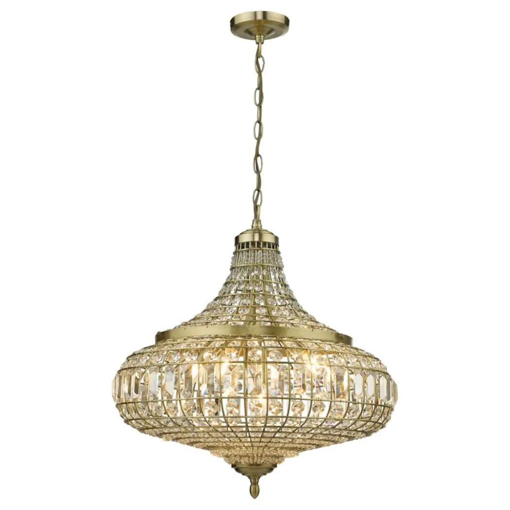 Asmara Antique Brass & Crystal Ceiling Pendant