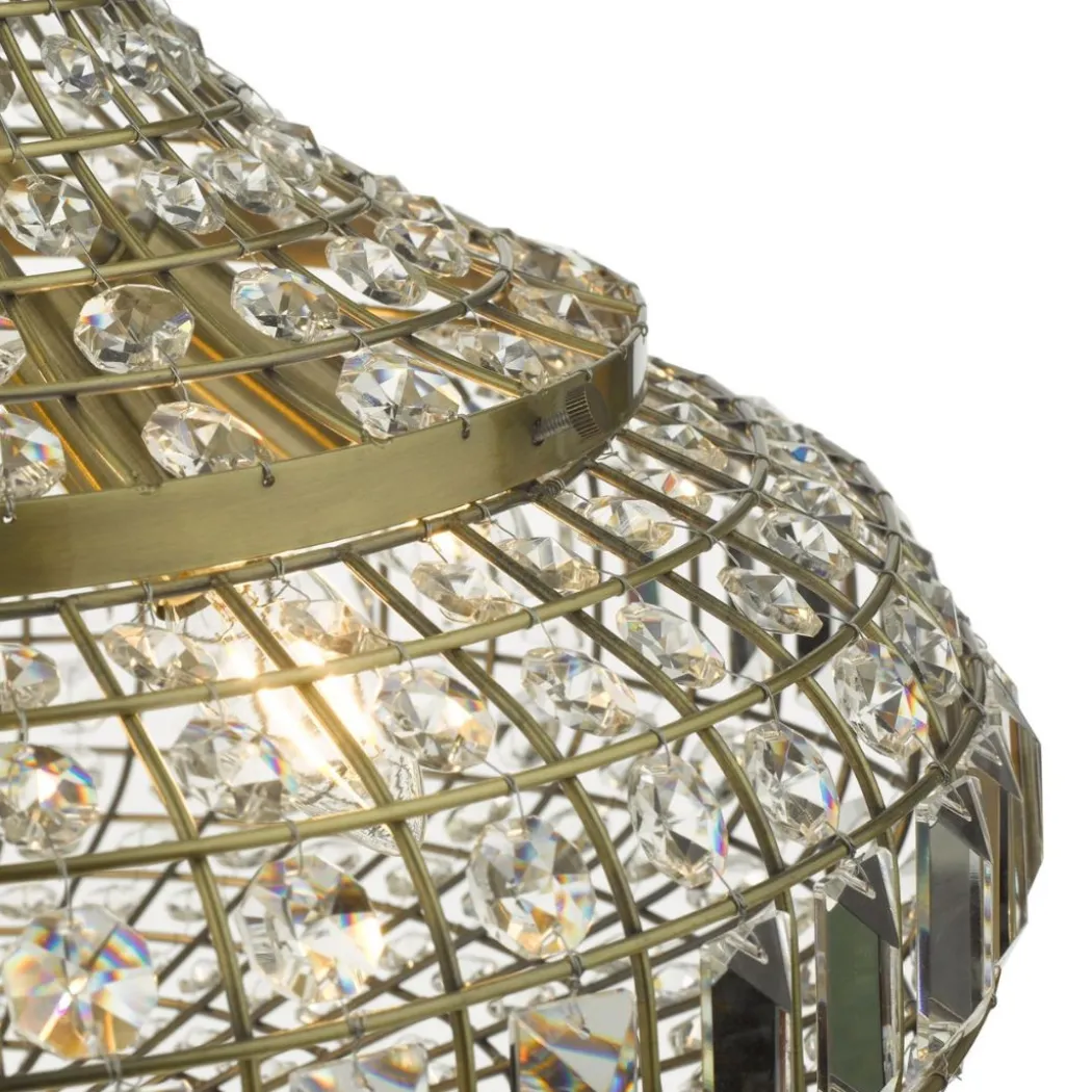 Asmara Antique Brass & Crystal Ceiling Pendant