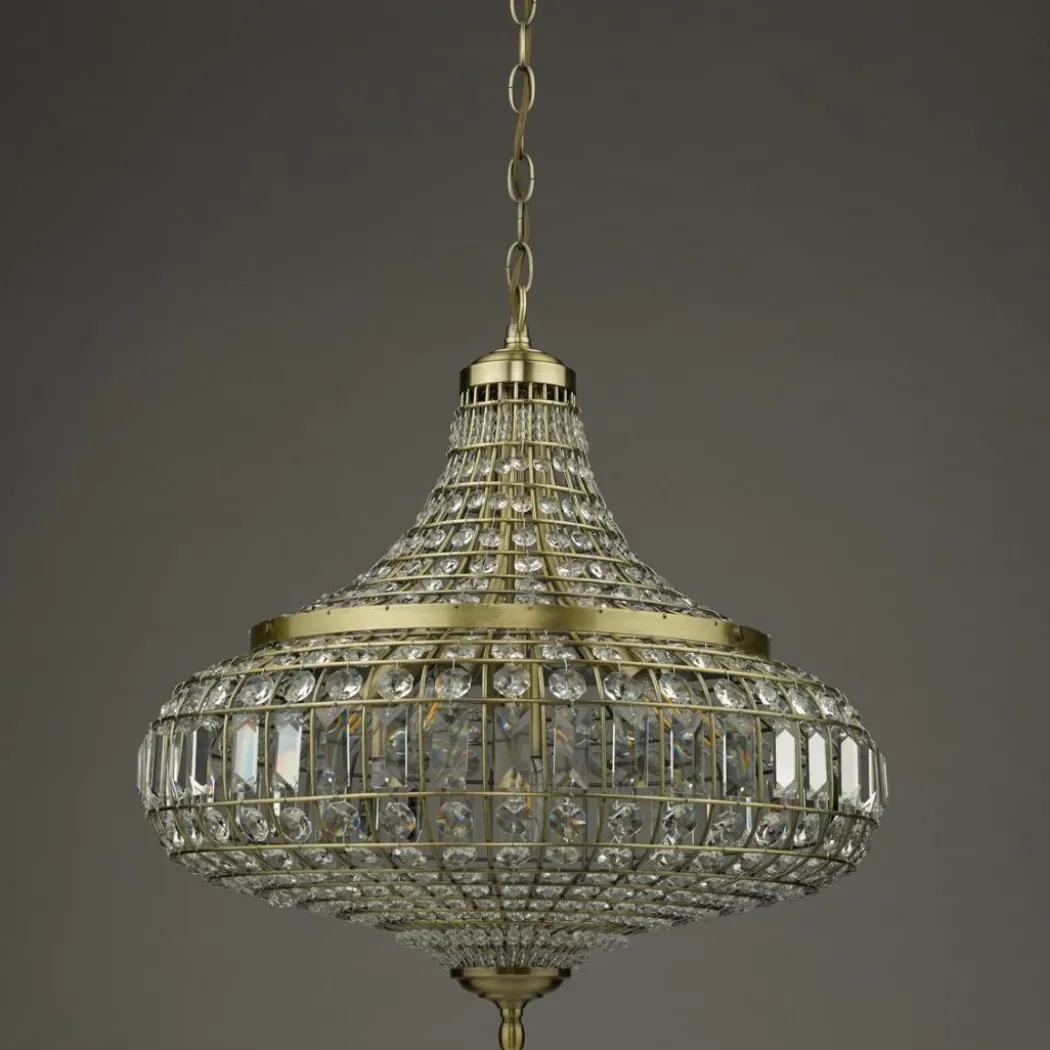 Asmara Antique Brass & Crystal Ceiling Pendant