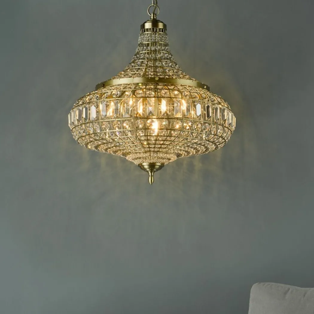 Asmara Antique Brass & Crystal Ceiling Pendant