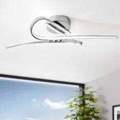 Aurora 2 Light Silver LED Flush Ceiling Light