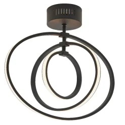 Avali Warm White LED Matt Black Semi Flush Ceiling Light