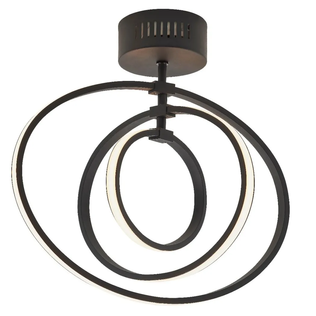 Avali Warm White LED Matt Black Semi Flush Ceiling Light