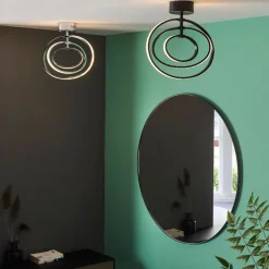 Avali Warm White LED Matt Black Semi Flush Ceiling Light
